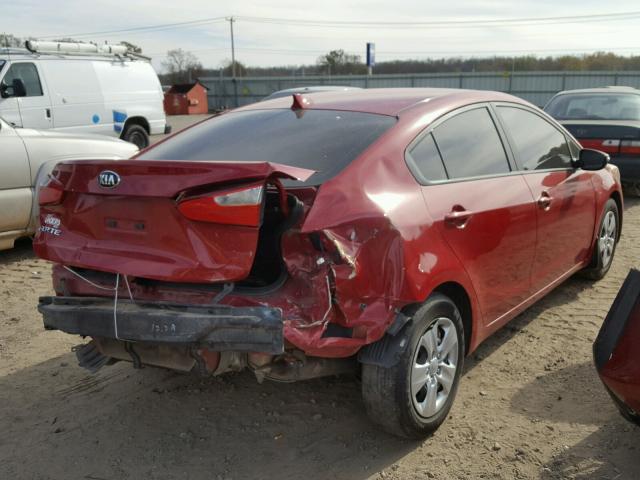 KNAFX4A62F5375347 - 2015 KIA FORTE LX RED photo 4