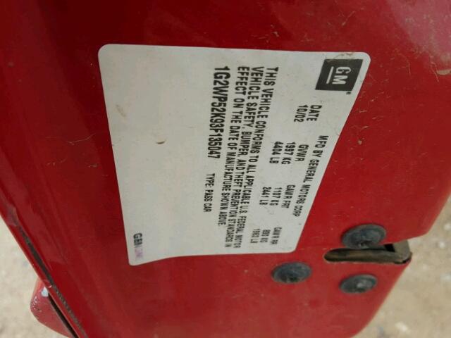 1G2WP52K93F135047 - 2003 PONTIAC GRAND PRIX RED photo 10