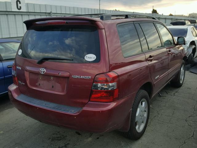 JTEEP21A670205350 - 2007 TOYOTA HIGHLANDER RED photo 4