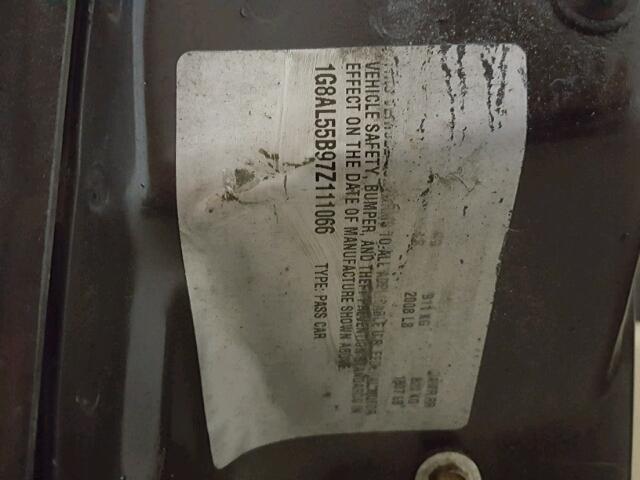 1G8AL55B97Z111066 - 2007 SATURN ION LEVEL BLACK photo 10