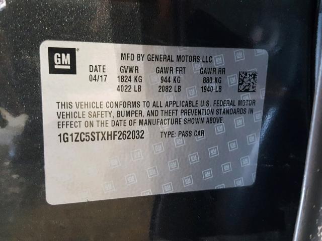 1G1ZC5STXHF262032 - 2017 CHEVROLET MALIBU LS Boz foto 10