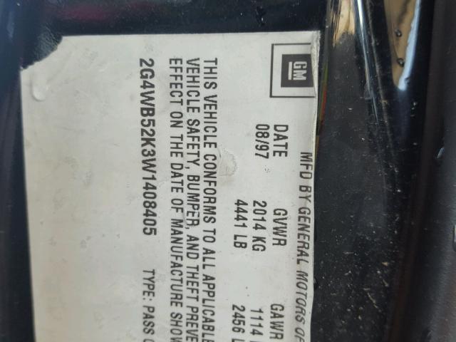 2G4WB52K3W1408405 - 1998 BUICK REGAL LS 黑色 照片 10