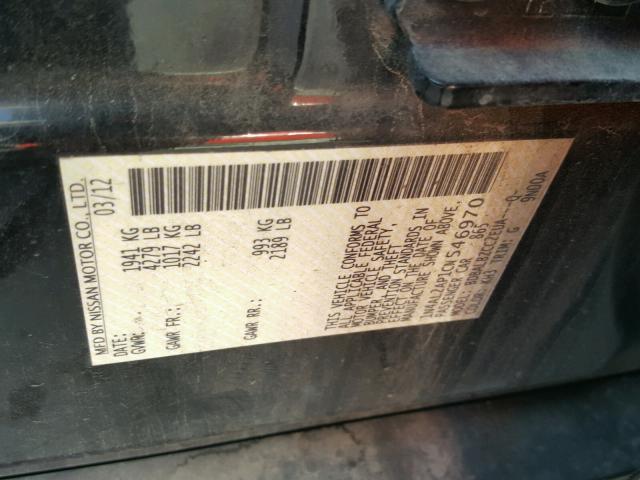 1N4AL2AP1CN546970 - 2012 NISSAN ALTIMA BAS BLACK photo 10