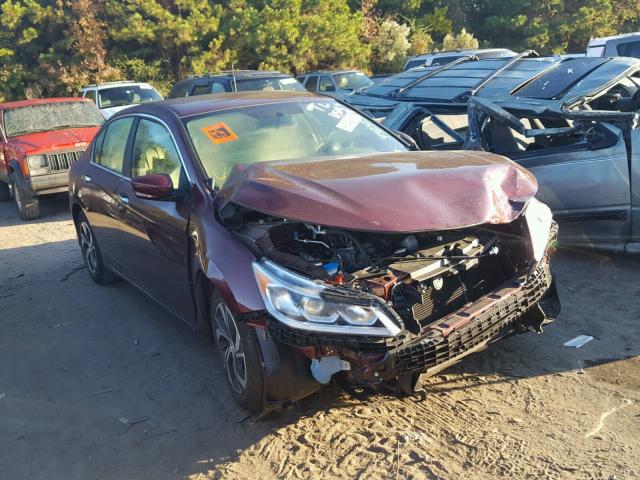 1HGCR2F30GA141396 - 2016 HONDA ACCORD LX MAROON photo 1