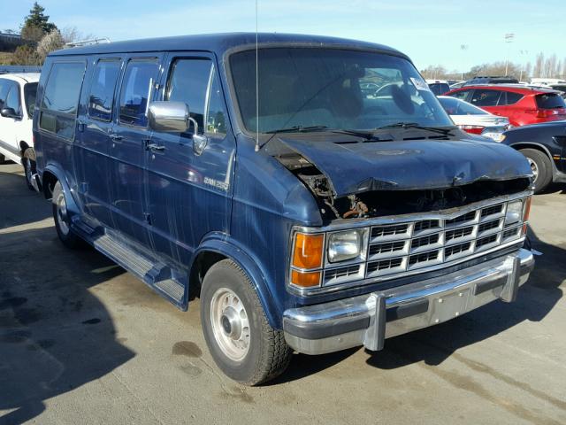 2B7HB21Y2NK100703 - 1992 DODGE RAM VAN B2 BLUE photo 1