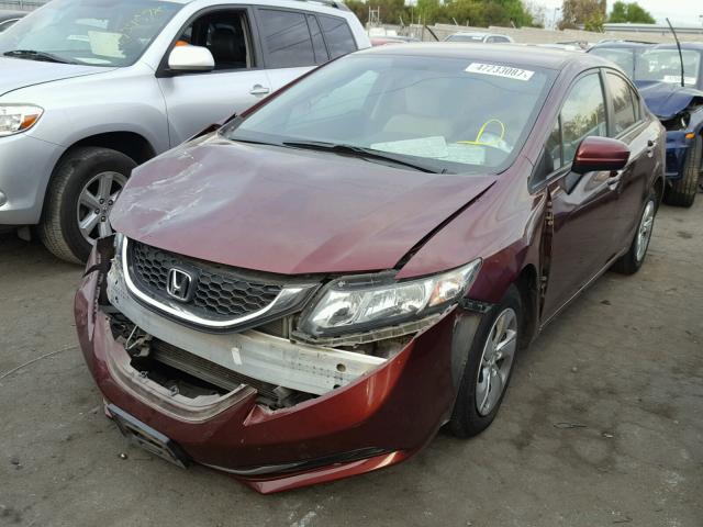 19XFB2F58EE222075 - 2014 HONDA CIVIC LX BURGUNDY photo 2