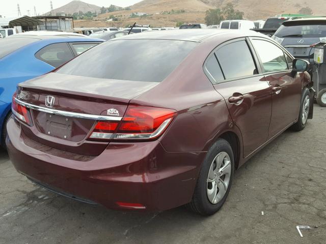 19XFB2F58EE222075 - 2014 HONDA CIVIC LX BURGUNDY photo 4