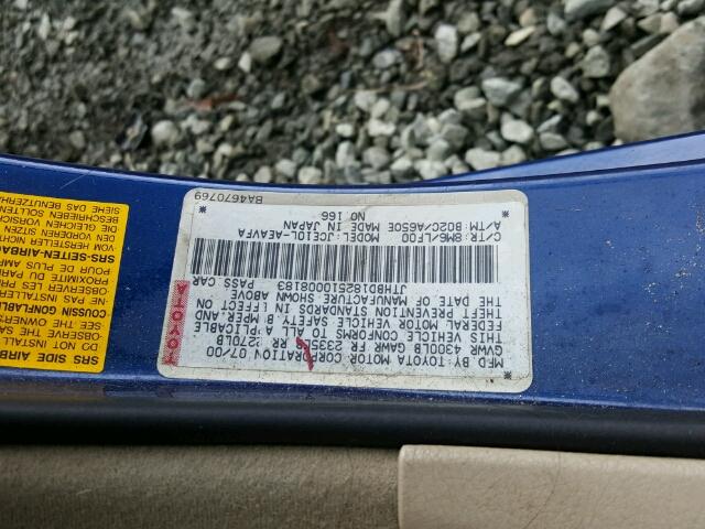 JTHBD182510008183 - 2001 LEXUS IS 300 BLUE photo 10