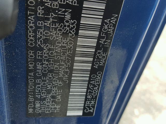 JTKJF5C77E3073633 - 2014 TOYOTA SCION TC 蓝色 照片 10