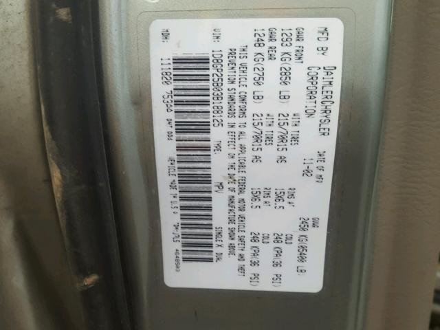 1D8GP25B03B188125 - 2003 DODGE CARAVAN SE GRAY photo 10