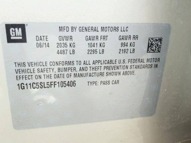 1G11C5SL5FF105406 - 2015 CHEVROLET MALIBU 1LT TAN photo 10