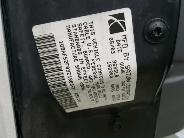 1G8AF52F03Z186893 - 2003 SATURN ION LEVEL Gümüş foto 10