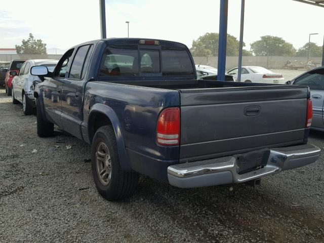 1B7HL48N92S664578 - 2002 DODGE DAKOTA QUA BLUE photo 3