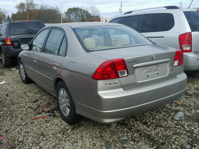 1HGES155X4L000071 - 2004 HONDA CIVIC LX BEIGE photo 3