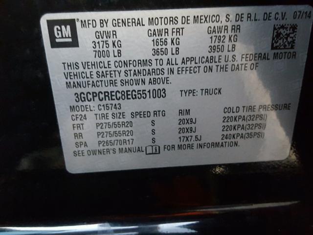 3GCPCREC8EG551003 - 2014 CHEVROLET SILVERADO BLACK photo 10