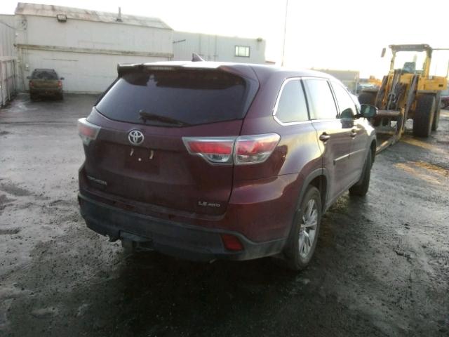 5TDBKRFH7FS182192 - 2015 TOYOTA HIGHLANDER MAROON photo 4