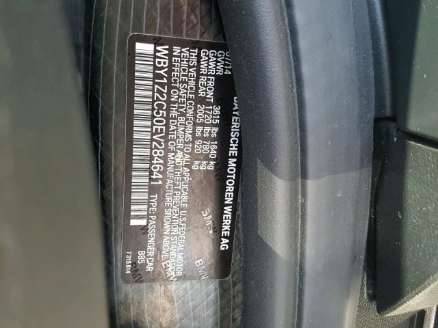 WBY1Z2C50EV284641 - 2014 BMW I3 BEV WHITE photo 10