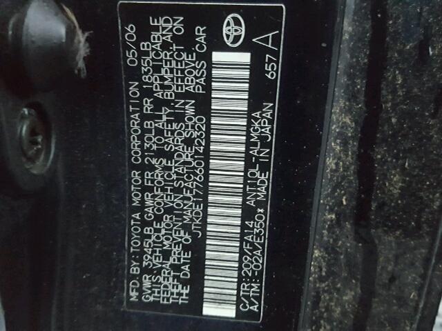 JTKDE177660142320 - 2006 TOYOTA SCION TC 黑色 照片 10