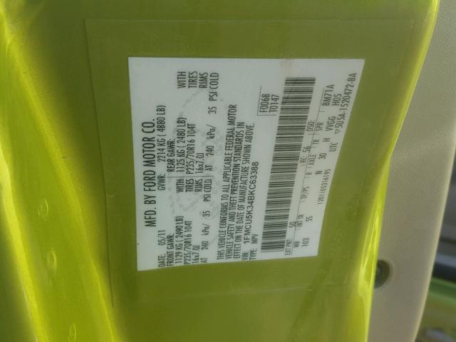 1FMCU5K34BKC63388 - 2011 FORD ESCAPE HYB GREEN photo 10