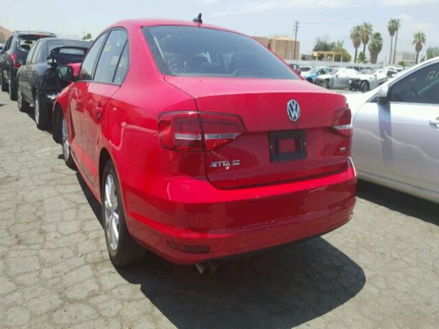 3VWD17AJ2FM267965 - 2015 VOLKSWAGEN JETTA SE RED photo 3