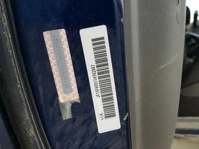 JF1SF65511H742947 - 2001 SUBARU FORESTER S BLUE photo 10