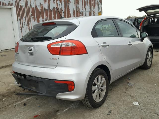 KNADN5A36G6633390 - 2016 KIA RIO EX SILVER photo 4