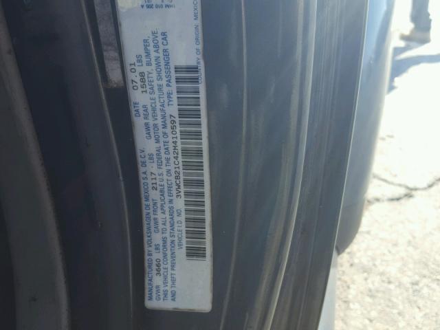 3VWCB21C42M410597 - 2002 VOLKSWAGEN NEW BEETLE 银色 照片 10