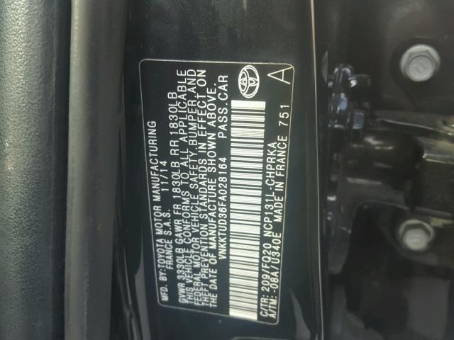 VNKKTUD36FA028164 - 2015 TOYOTA YARIS BLACK photo 10