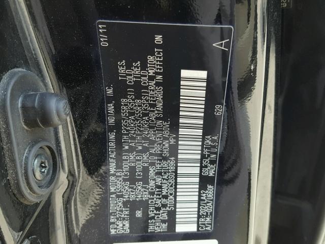 5TDDK3DC5BS018964 - 2011 TOYOTA SIENNA XLE BLACK photo 10