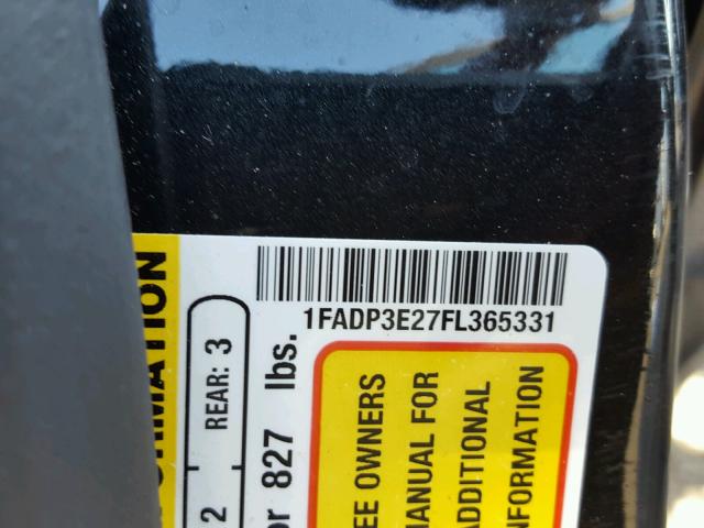 1FADP3E27FL365331 - 2015 FORD FOCUS S BLACK photo 10