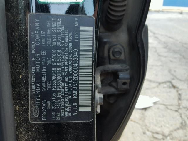 KM8JN12D06U413349 - 2006 HYUNDAI TUCSON GLS BLACK photo 10