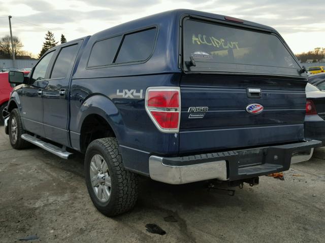 1FTFW1ET7BFC05736 - 2011 FORD F150 SUPER BLUE photo 3