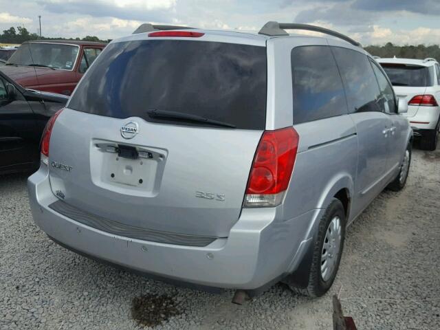 5N1BV28U15N139153 - 2005 NISSAN QUEST S SILVER photo 4