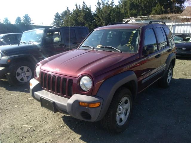 1J4GL48K73W501224 - 2003 JEEP LIBERTY SP BURGUNDY photo 2