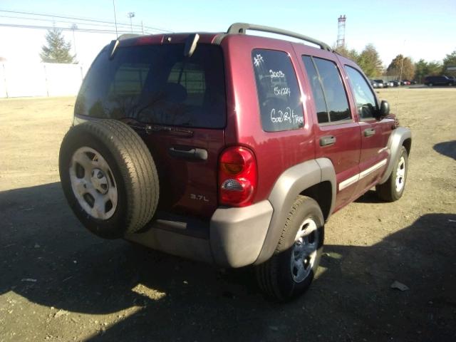 1J4GL48K73W501224 - 2003 JEEP LIBERTY SP BURGUNDY photo 4