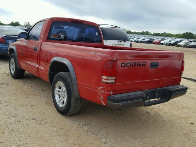 1B7FL16X02S631379 - 2002 DODGE DAKOTA BAS RED photo 3