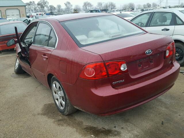 KNAGE123485196243 - 2008 KIA OPTIMA LX RED photo 3