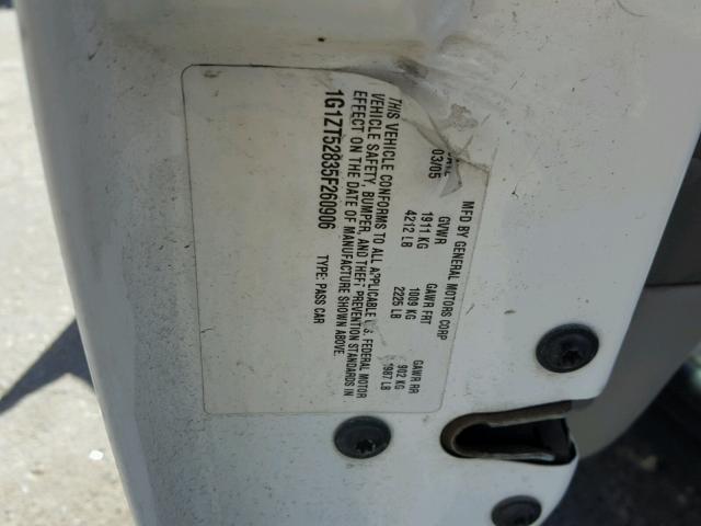 1G1ZT52835F260906 - 2005 CHEVROLET MALIBU LS თეთრი ფოტო 10