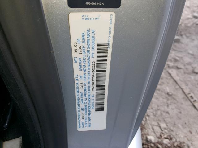 3VWCD21Y54M302126 - 2004 VOLKSWAGEN NEW BEETLE Boz foto 10