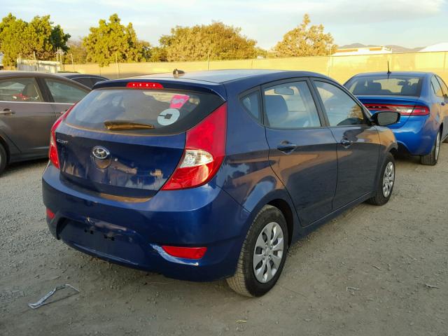 KMHCT5AE6FU232403 - 2015 HYUNDAI ACCENT GS BLUE photo 4