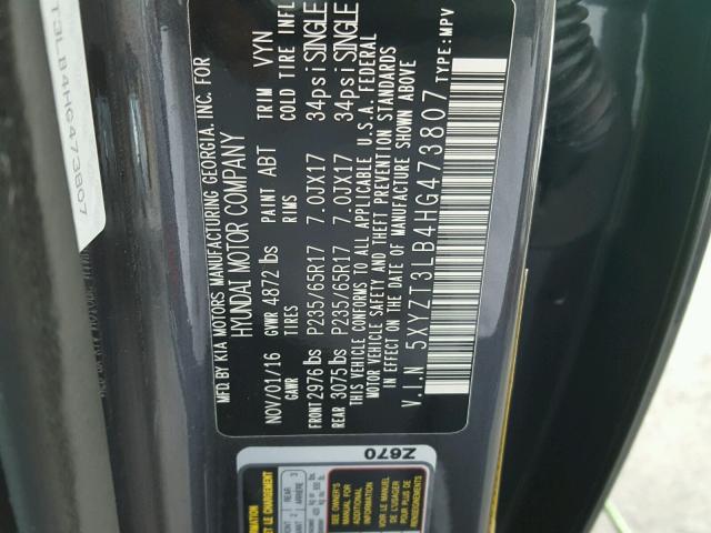 5XYZT3LB4HG473807 - 2017 HYUNDAI SANTA FE S 石墨色 照片 10