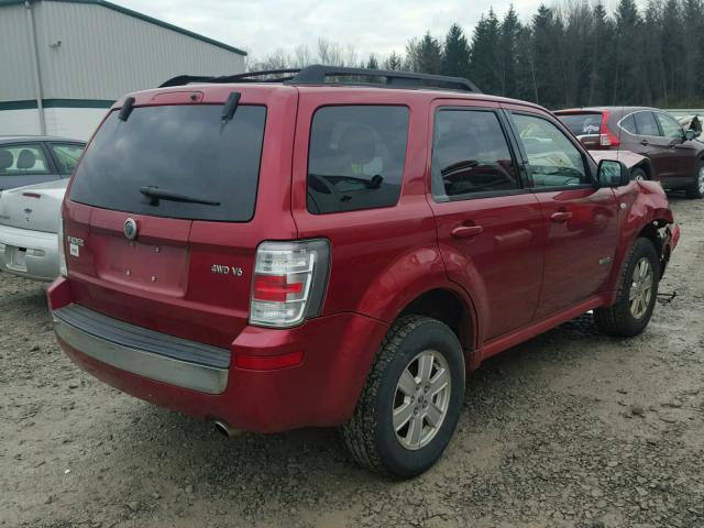 4M2CU91168KJ25592 - 2008 MERCURY MARINER MAROON photo 4