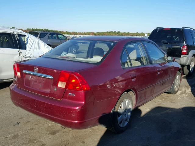 2HGES267X2H521338 - 2002 HONDA CIVIC EX RED photo 4