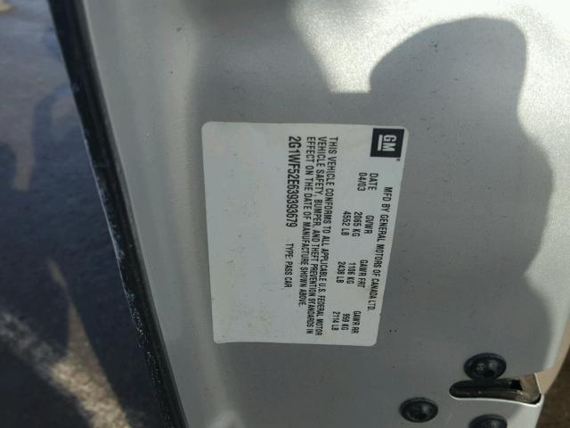 2G1WF52E639393679 - 2003 CHEVROLET IMPALA 银色 照片 10