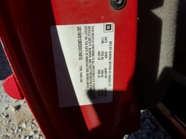 2G1WX12K5X9174813 - 1999 CHEVROLET MONTE CARL 烧焦的 照片 10