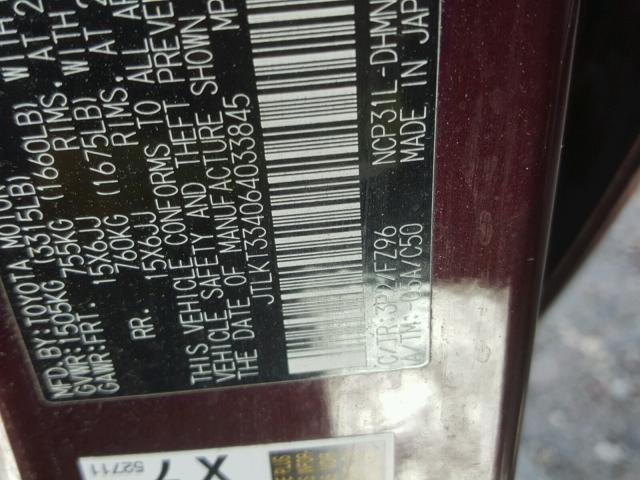 JTLKT334064033845 - 2006 TOYOTA SCION XB Марун фото 10