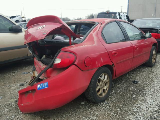 1B3ES56C62D590720 - 2002 DODGE NEON ES RED photo 4