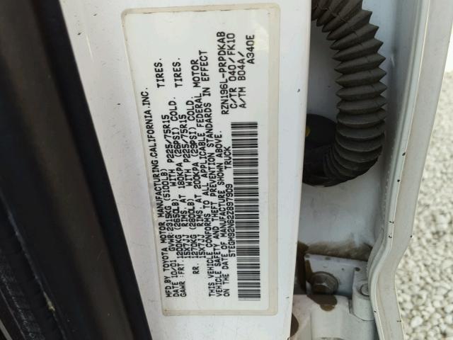 5TEGM92N62Z897909 - 2002 TOYOTA TACOMA DOU WHITE photo 10