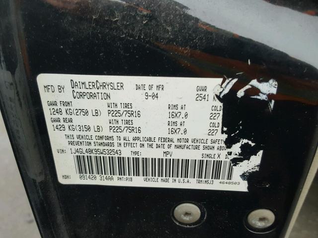 1J4GL48K95W532543 - 2005 JEEP LIBERTY SP BLUE photo 10