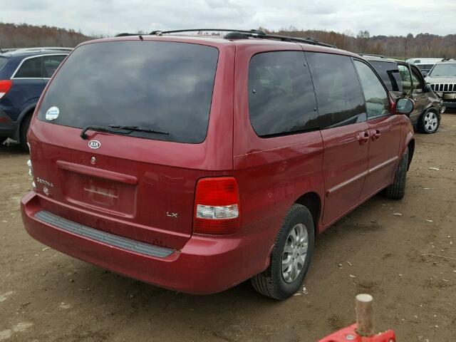 KNDUP131756629072 - 2005 KIA SEDONA EX RED photo 4